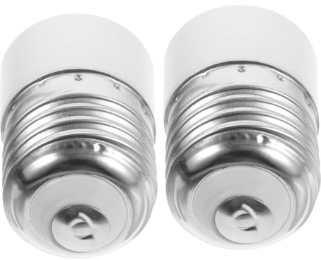 VILLCASE Adaptador de Luz E27 a E14 de 2 Piezas Base de Cobre Niquelado y Plástico Retardante de Llama, Práctico y Seguro para Uso en Lámparas de Techo