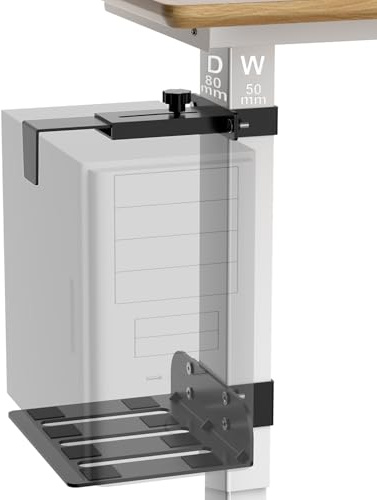 PC-Halterung unter dem Schreibtisch, ohne Bohren, 18 kg Kapazität, CPU-Halterung unter dem Schreibtisch, verstellbare Höhe und Breite, Klemm-Schreibtischbein, PC-Halterung für Stehtische (passend für