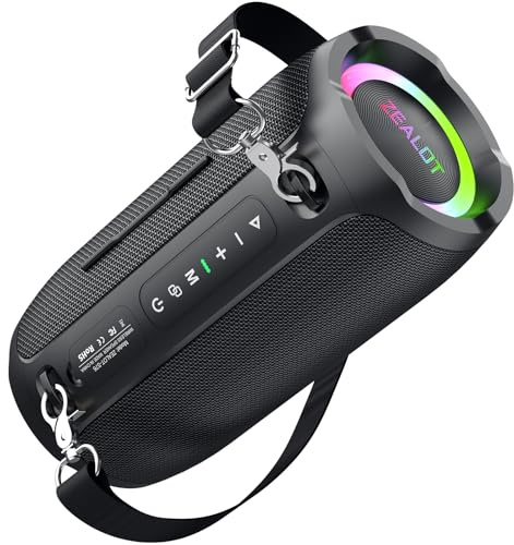 ZEALOT Bluetooth Lautsprecher S76,60W(70W Peak) mit Licht,Tragbarer Musikbox mit USB/Micro SD-Karte/AUX,Bluetooth 5.3,IPX6 wasserdicht,Dual Pairing,Loud Stereo Sound für Phone,Draußen Strand