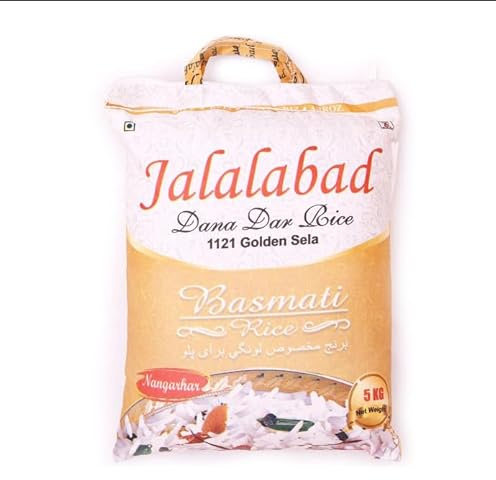 Jalalabad Sela Basmati Reis 10kg - Extra Langkorn & Aromatisch | Original Indischer & Pakistanischer Duftreis | Ideal für Biryani, Pilaw, Curry & Internationale Gerichte mit Kajal Sticker