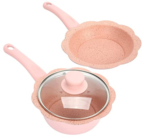Keenso Pot à Lait pour Aliments pour Bébés, Poêle Antiadhésive, Ustensiles de Cuisine, Couvercle en Verre Transparent, Pot en Aluminium pour Cuisinière à Gaz, Cuisinière à Induction