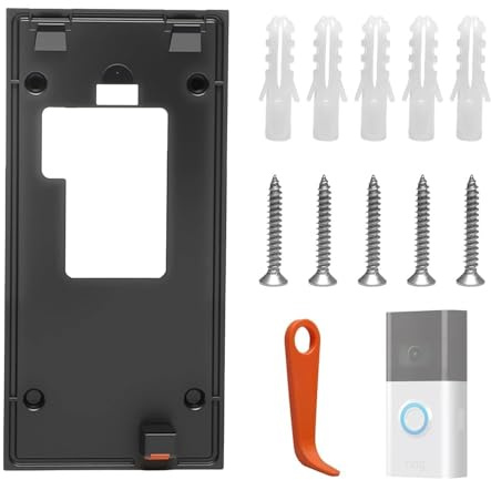 KOOLEVER Ring Doorbell Mount No Drill Adhesive Bracket for 2024 | Battery Video Doorbell, Ring Bracket Backplate Kit with Key Tool & Spare Screws, Easy Install Apartment Office