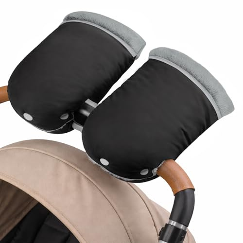 Tbintul Handwärmer Kinderwagen,Universalgröße Handschuhe Kinderwagenmuff,Kinderwagen Handwärmer Ideales Geschenk für Neue Eltern(Schwarz)