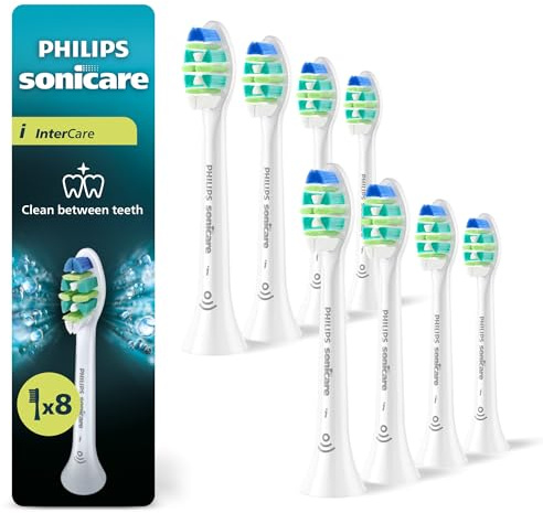 Philips Sonicare InterCare – têtes de brosse de rechange pour brosse à dents électrique sonique Philips Sonicare, coloris blanc, pack de 8, modèle HX9008/87
