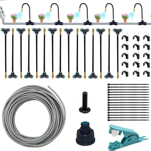 Système d'Arrosage de Jardin 360° Curved Garden Automatic Irrigation System, Arrosage Automatique avec Buse en Cuivre Réglable – Idéal pour Potager surélevé, Parterre, Balcon & Jardin (15 m)