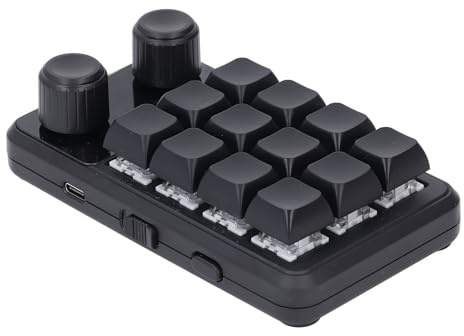 Marhynchus Tastatur mit 12 Tasten, Blauer Schalter, Mechanische Einhand-RGB-Leuchte, Programmierbare Mini-Tastatur für Spiele mit USB-Anschluss