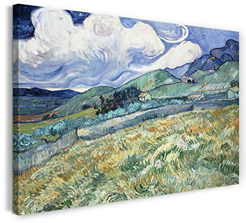 Printed Paintings Leinwand (100x70cm): Vincent Van Gogh - Weizenfeld hinter Saint-Paul (1889)