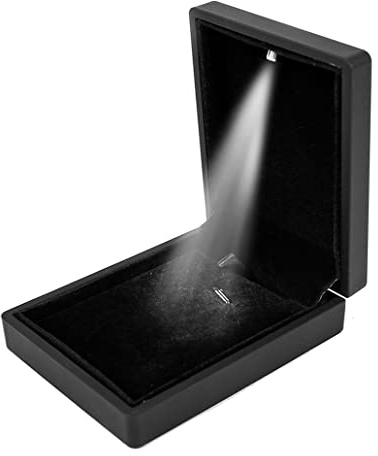 iSuperb Halskette Geschenkbox mit LED Licht, Schwarz Schatulle Beleuchtete Schmuckbox Halsketten Armband Geschenkbox Schmuckkästchen für Schmuck-Schaufenster