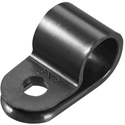sourcing map 50 Stück Nylon R-Type Kabelschellen Organizer Cord Clips für Drahtmanagement 9,5 mm schwarz CC-2