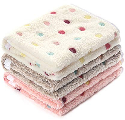 luciphia Hundedecke Katzendecken Waschbar Flauschig, 1 Pack 3 Decken Super Weich Fluffy, Kuscheldecke Fleece Haustier Decken für Hunde Katzen, Kann für Sofas, Autos, Betten, Helle Punkte 40 * 60cm