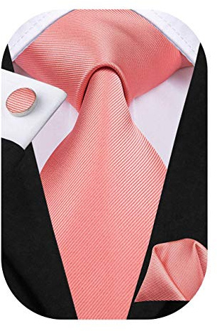 Dubulle Herren-Krawatte mit Paisely-Seide, Krawatte und Einstecktuch, Koralle, Medium