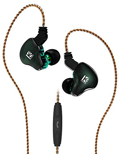 H HIFIHEAR KBEAR KS2 - Auricolari in-ear stereo, 1BA 1DD, HiFi IEM, con cancellazione del rumore, con cavo rimovibile, per corsa e camminata (con microfono, ciano KS2)