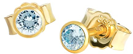 NKlaus Paar Ohrstecker echt Blautopas 333 Gelbgold 8 Karat Gold 3mm kleine Ohrringe 7929