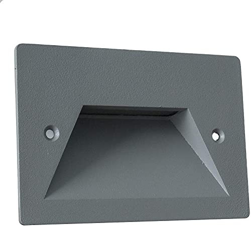Universo Faretto segnapassi da esterno lampada da muro IP65 LED 3W ad incasso per scatola cassetta 503 scale giardino viale gradini nero bianco o grigio (Grigio - Bianco Naturale 4000K)