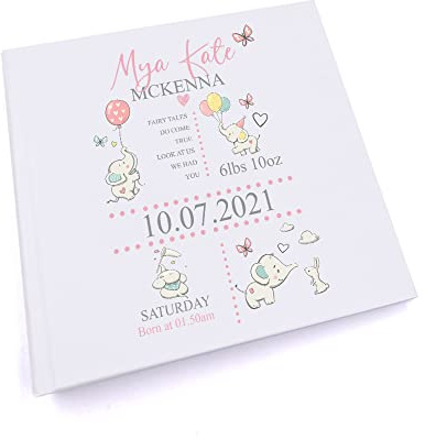 Personalised Baby Girl Elephants Design Photo Album