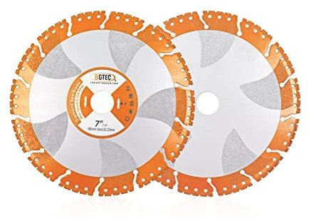 BGTEC Discos de Diamante - Disco de Corte Universal de 180 mm para Barras de Refuerzo, Chapas Metálicas, ángulos de Hierro, Acero Inoxidable, Granito, Mármol, Granito,2 piezas