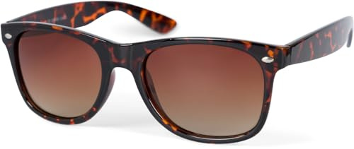 styleBREAKER Unisex nördsolglasögon med plastram och polariserade bländfria glas, retrostil 09020132, Ram brun demi/glas brun förlopp, Einheitsgröße