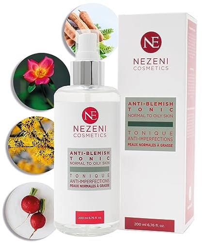 Nezeni Akne-Tonikum mit Salicylsäure und Weinsäure 200 ml | 8 Wirkstoffe | Straffende Wirkung | Anti-Akne | Vegan | für fettige und akne Haut | Niedriger Konservierungsstoffgehalt