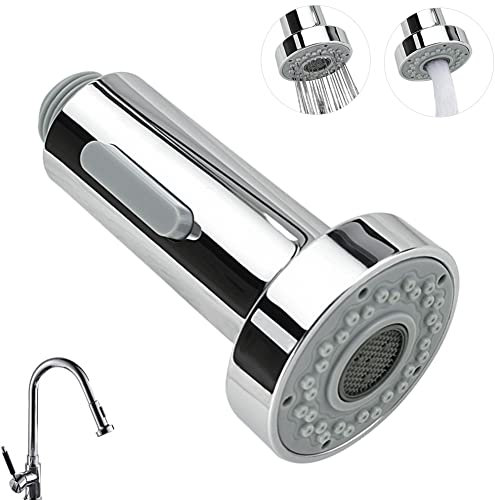 CAEEKER Küchenarmatur Sprühkopf 2 Funktionen Küchenarmatur Sprühkopf Ersatzteil Spritzschutz Duschkopf für Küche Ausziehbarer Wasserhahn & Badezimmer Mischbatterie, Universal G 1/2 Zoll - Chrom-Finish