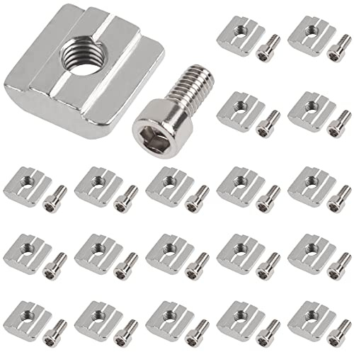 Yeepeo 20 Stück Nutensteine M8, Serie 3030 M6 Nutsteine Set T-Nut Typ B Kohlenstoffstahl T Nutenstein und Innensechskantschraube Steckverbindersatz für Aluminiumprofil-Extrusionsschlitz