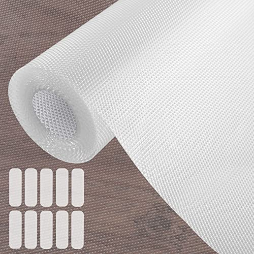 Kitchen Cupboard Liner for Kitchen Cabinets, 50cm×500cm Clear Shelf Liners EVA Non-Adhesive Waterproof Washable Kitchen Cupboard Liner with 50 Pcs Double-sided Tape for Drawers Cabinets Shoe Cabinets