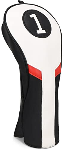 Housses de tête de club de golf pour conducteur 460 CC DR #1 Fermeture élastique en cuir synthétique Blanc/noir et rouge