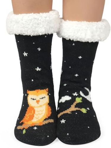 Hüttensocken Stoppersocken Kuschelsocken Damen Mädchen, Thermosocken Dicke Warme Socken Weihnachtssocken Wintersocken Flauschige Haussocken Bettsocken mit Noppen Hausschuh Socken für Weihnachten