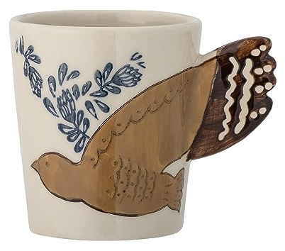 Bloomingville Hezha Tasse mit Griff in der Farbe Natur aus Steingut, 9x8cm, 260ml, 82058211