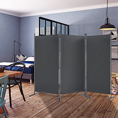 CEEDIR Raumteiler Trennwand 275 x 180cm 3-teilig Paravent Balkon Sichtschutz Stellwand Außen Verstellbar Sichtschutzwand klappbar mit Kabelbinder und Nägel für Balkon Büros Flexibilität Anthrazit