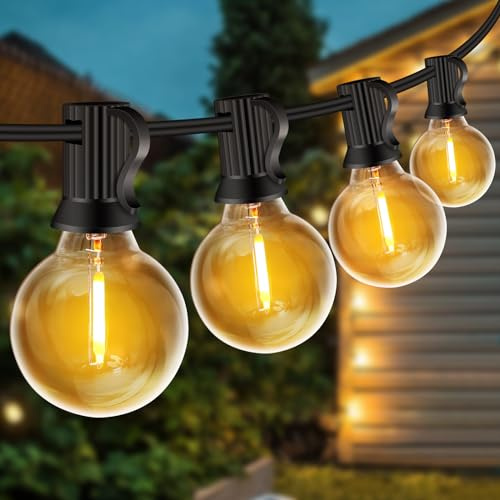 ZYRIVON Mains Powered Outdoor LED String Lights, 10M/33FT, Shatterproof Waterproof for Garden, Yard, Wedding, Christmas, Gazebo, Fence, Roof, Party - 20+2 Warm White