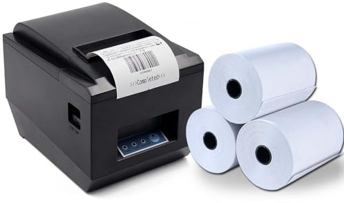 Lot de 20 rouleaux de papier thermique sans BPA 80 x 60 mm pour caisses enregistreuses PDQ, cartes de crédit, POS, caisses enregistreuses, idéal pour les petites entreprises Blanc
