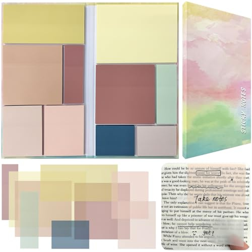 500 Farbige Durchsichtige Notizzettel, Transparente Stickynotes Schulsachen Aesthetic Office