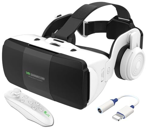 2023 Nuovo Occhiali VR 3D Visore Realtà Virtuale con Cuffie e Controller,Occhiali Virtuali per Giochi e Film,VR Headset Compatibile con Tutti Gli Smartphone da 4,7-7,8,Regali di Natale Particolari (