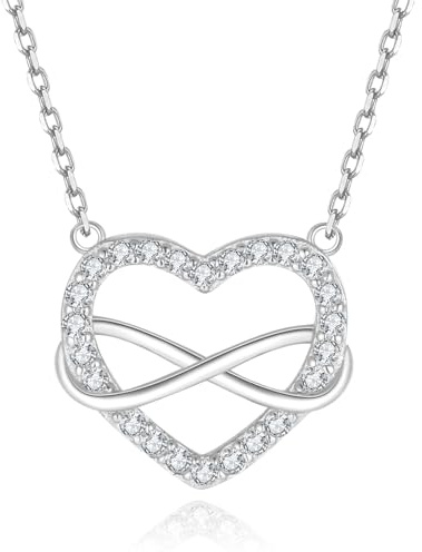 Jrêveinfini Unendlichkeits Halskette Damen 925 Silber mit Anhänger, Herz Infinity Schmuck für Frauen mit Geschenkbox, Geschenk zu Weihnachten, Valentinstag, Muttertag & Geburtstag