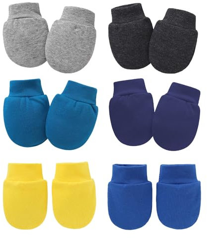 ZEACCT 6 Paar Neugeborene Baumwollhandschuhe, Baby Säugling Handschuhe, Neugeborene Kratzhandschuhe, Handschuh Säugling Kratzfäustel für 0-6 Monate Baby Jungen und Mädchen