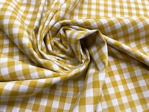 textil pertex 100% Baumwolle Gingham Stoff Gelb 1 Zentimeter Baumwollstoffe Bastelstoffe Stoff Meterware 1m x 150cm (Senf)