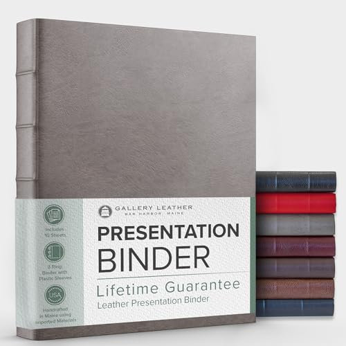 Präsentationsmappe aus Leder, 3,2 cm ohne Fenster mit Naben-Rücken, Freeport Slate
