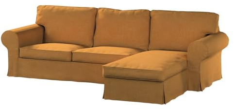 dekoria Ersatz für Bezug für Ektorp 2-Sitzer Sofa mit Recamiere Sofahusse passend für Modell Ektorp honiggelb