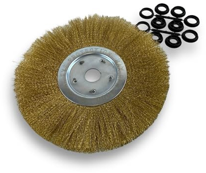 Kibros Brosse circ. touret LAITON fil souple Ø 300 mm 1 rang | Fil souple 0.20 mm ondulé, alésage 32 mm + réducteur bague 25/22/20/16/12 mm, meuleuse ponceuse affûteuse, décapage brossage.