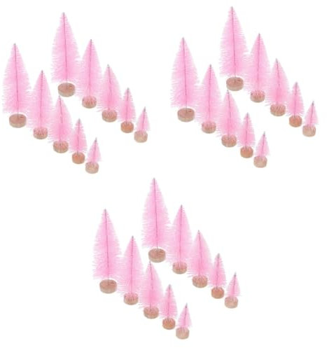 Ciieeo 30 STK Mini-Weihnachtsbaum Tischdekoration Aus Kiefernholz Winterliche Schneeverzierungen Weihnachtsbaum Weihnachtsfeierdekorationen Künstlicher Weihnachtsbaum Plastik Rosa