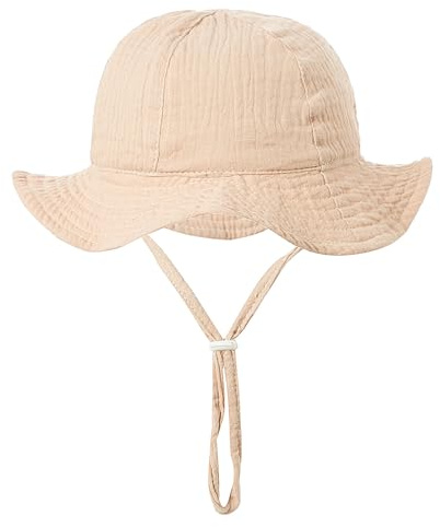 YAMEIZE Sommarhatt för barn med - flickor och pojkar sommarhatt med UV400 skydd justerbar sträng solhatt strand utomhus, khaki, one size