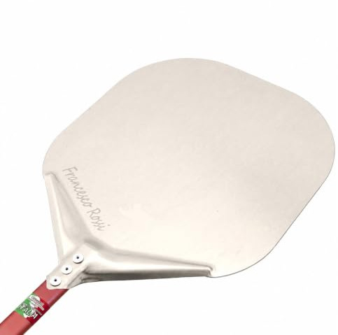 Giemme Pala per Pizza Rettangolare in Alluminio con Personalizzazione, Manico Rosso in Alluminio, per Uso Professionale (Pala da 33 cm personalizzabile, Manico 90 cm)