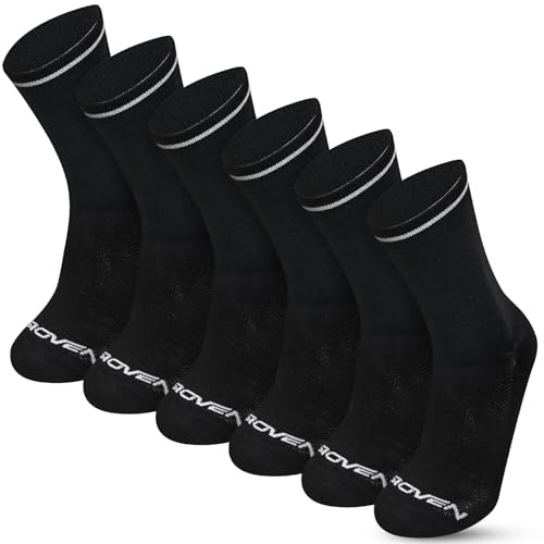 Sioven Lot de 3 paires de chaussettes de cyclisme professionnelles Coolmax Crew pour homme et femme – Chaussettes de vélo rembourrées pour VTT, vélo de gravier en intérieur, chaussettes de compression