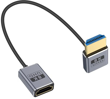 Duttek Cable extensor HDTV de alta velocidad 8K de 1 pie/30 cm, cable HDTV macho a hembra, cable de extensión HDMI ultrafino de 48 Gbps, OD2.5 mm, compatible con 8K a 60Hz, 4K a 240Hz para GH5S, PS5,
