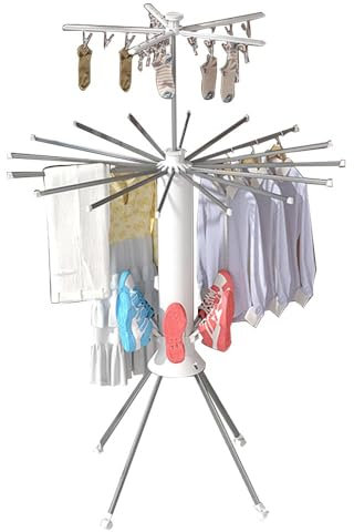 Octopus Tendedero De Pie Perchero, Tendedero Robusto Plegable,PortáTil Soporte para Tender Ropa Ahorre Espacio, para Interiores Y Exteriores Balcon,Color Blanco, 125x112x121 Cm