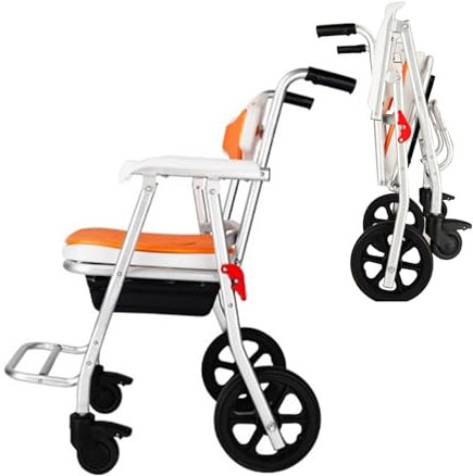 SULQING Klappbarer Toilettenrollstuhl, Duschhocker, Duschstuhl, multifunktionaler rollender Duschrollstuhl, duschstuhl für senioren,wasserdichter Duschstuhl mit Rollen für ältere Menschen