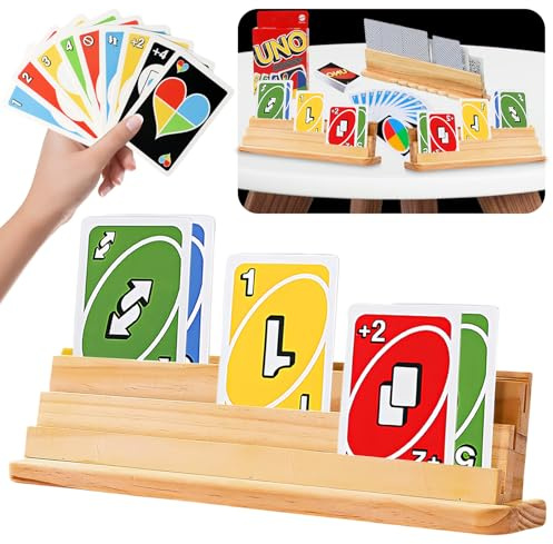 2 stycken spelkortshållare för barn, korthållare spelkort, trästativ, pokerhållare seniorer, vuxna, funktionshindrade