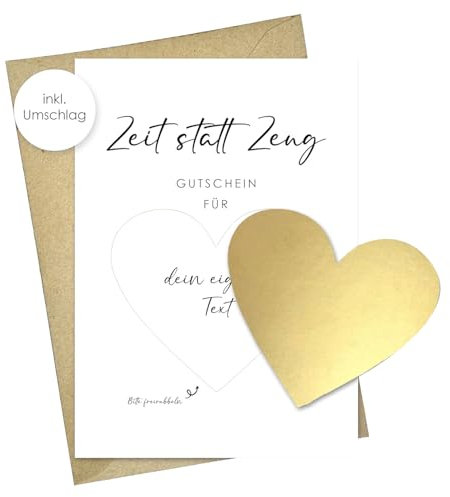 Zeit Statt Zeug Gutschein zum Selber Ausfüllen mit Rubbelaufkleber Rubbelkarten zum Selber Beschriften DIY Rubbelkarte mit Umschlägen Geburtstagskarte für Frauen Freundin Gutschein für Gemeinsame Zeit