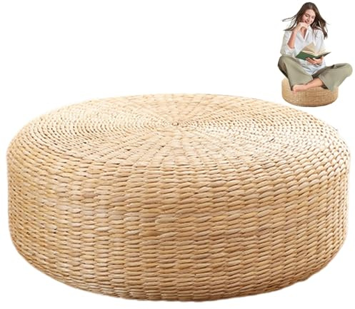 Tatami - Cojín de Suelo Tejido Natural de 16 Pulgadas para Sentarse con Buda, Meditación en Sala de Estar - Asiento Cómodo para Adultos