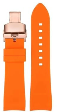 POYNMRE Compatibile con Citizen Watch Strap Optical Energy A09000 Cinturino for orologio impermeabile sportivo all'aperto con estremità curva in silicone AT8113 Accessori da uomo(Orange-rose gold,22mm